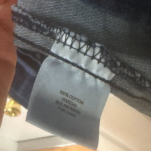 New Torn by Ronny Kobo Western Prairie Denim Blue Blouse Women's Large Dark Wash - Picture 15 of 16